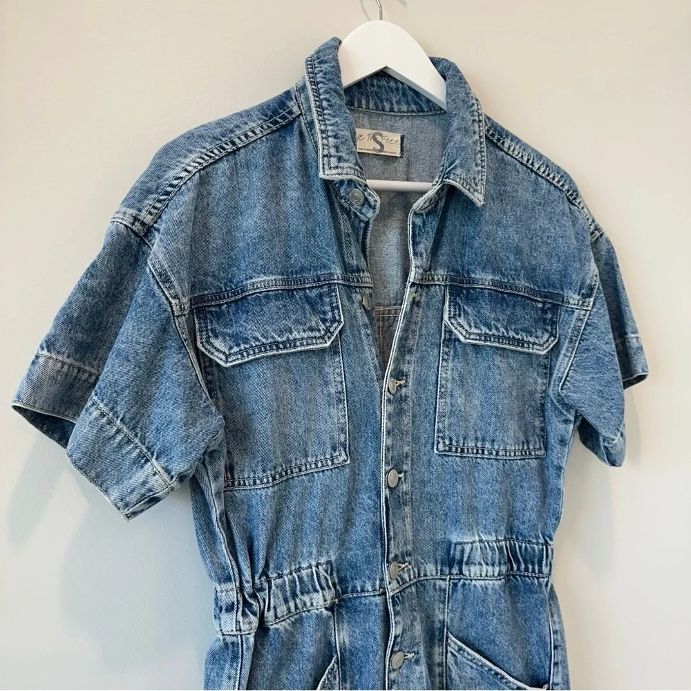 Free People Marci Denim Jumpsuit Coveralls Overalls Blue Jean Size Small - Picture 4 of 13